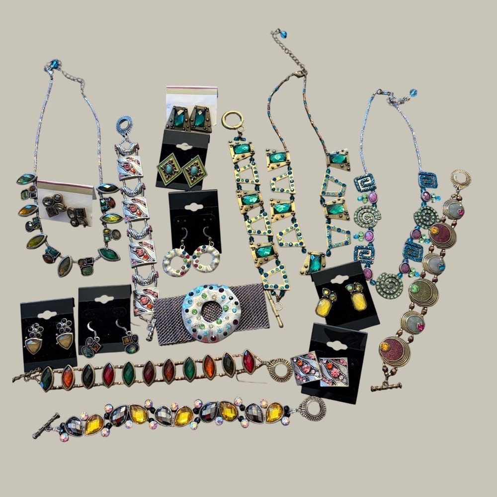 Bohemian Statement Jewelry Lot Necklaces Bracelets Earrings‎ Geometric Colorful